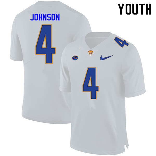 Youth #4 Nahki Johnson Pitt Panthers College Football Jerseys Sale-White